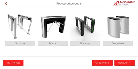 Automatic Systems app: the products in the pedestrian category