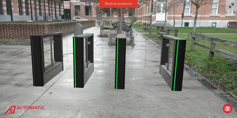 Automatic Systems app: example 1 of a pedestrian security gate being projected into the real world