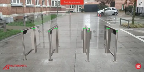 Automatic Systems app: example 2 of a pedestrian security gate being projected into the real world