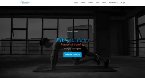 The home page of the Fitsolution Personal Training website