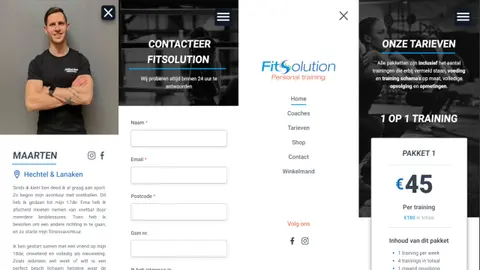 The mobile highlights of the Fitsolution Personal Training website