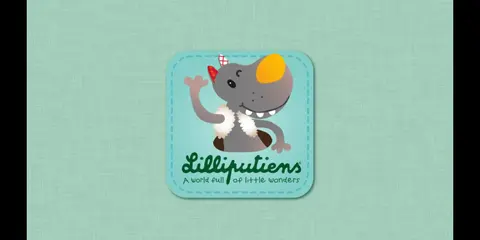 Lilliputiens app: The splash screen showing a cartoon wolf that waves to the user