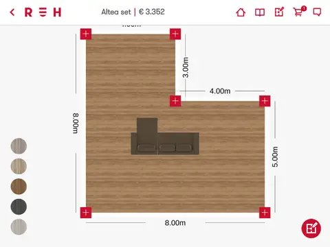 Recor Home app: The room floor color selection view