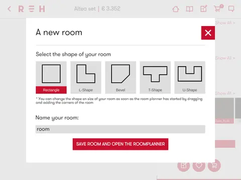 Recor Home app: The room creation view