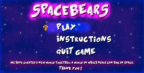 Space Bears: The main menu