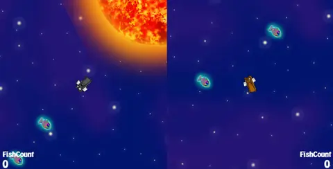 Space Bears: A bear burns is burnt by flying too close to a sun